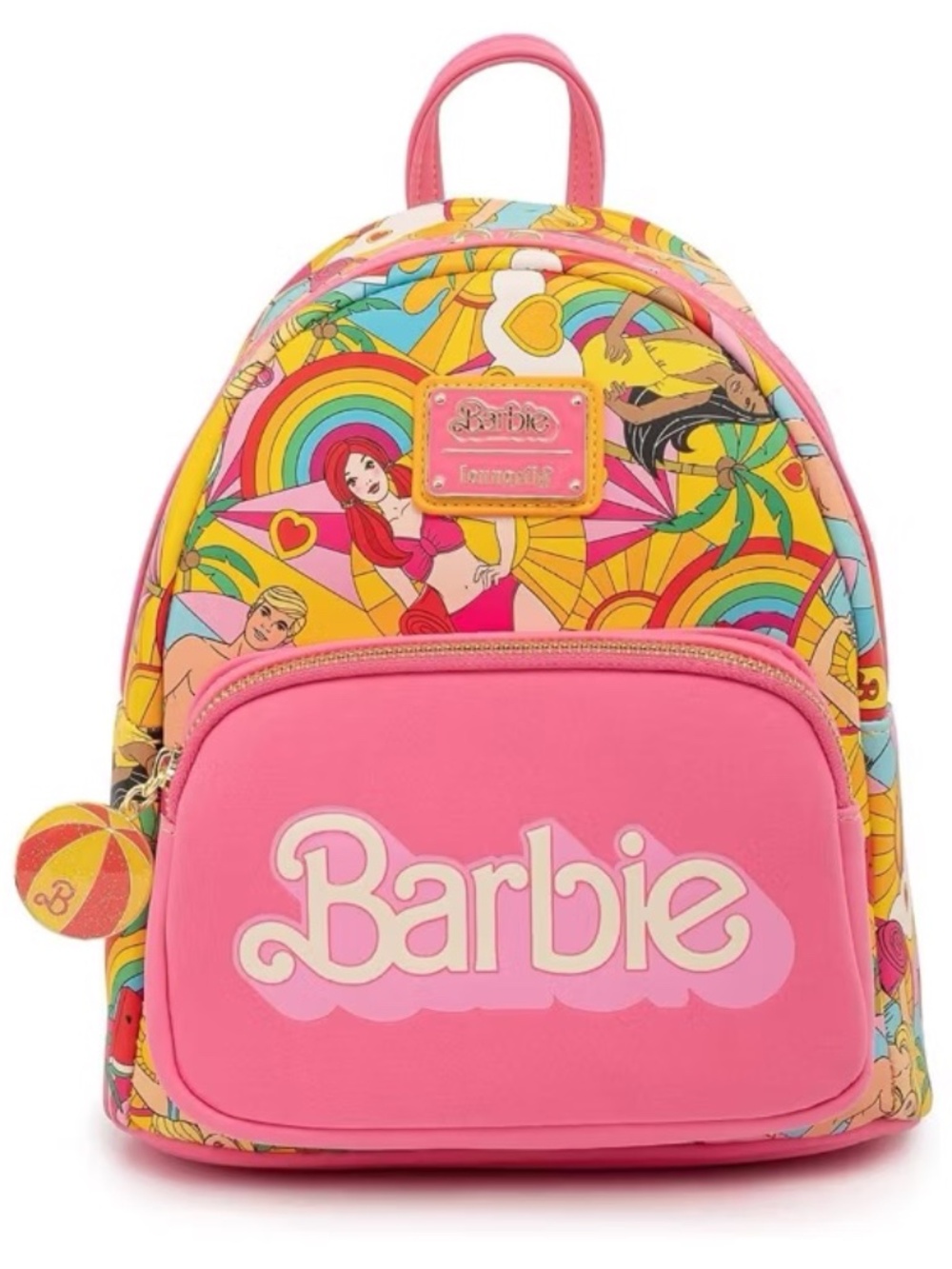 Loungefly Pink Barbie Fun in the Sun Mini Faux Leather Backpack with Pockets